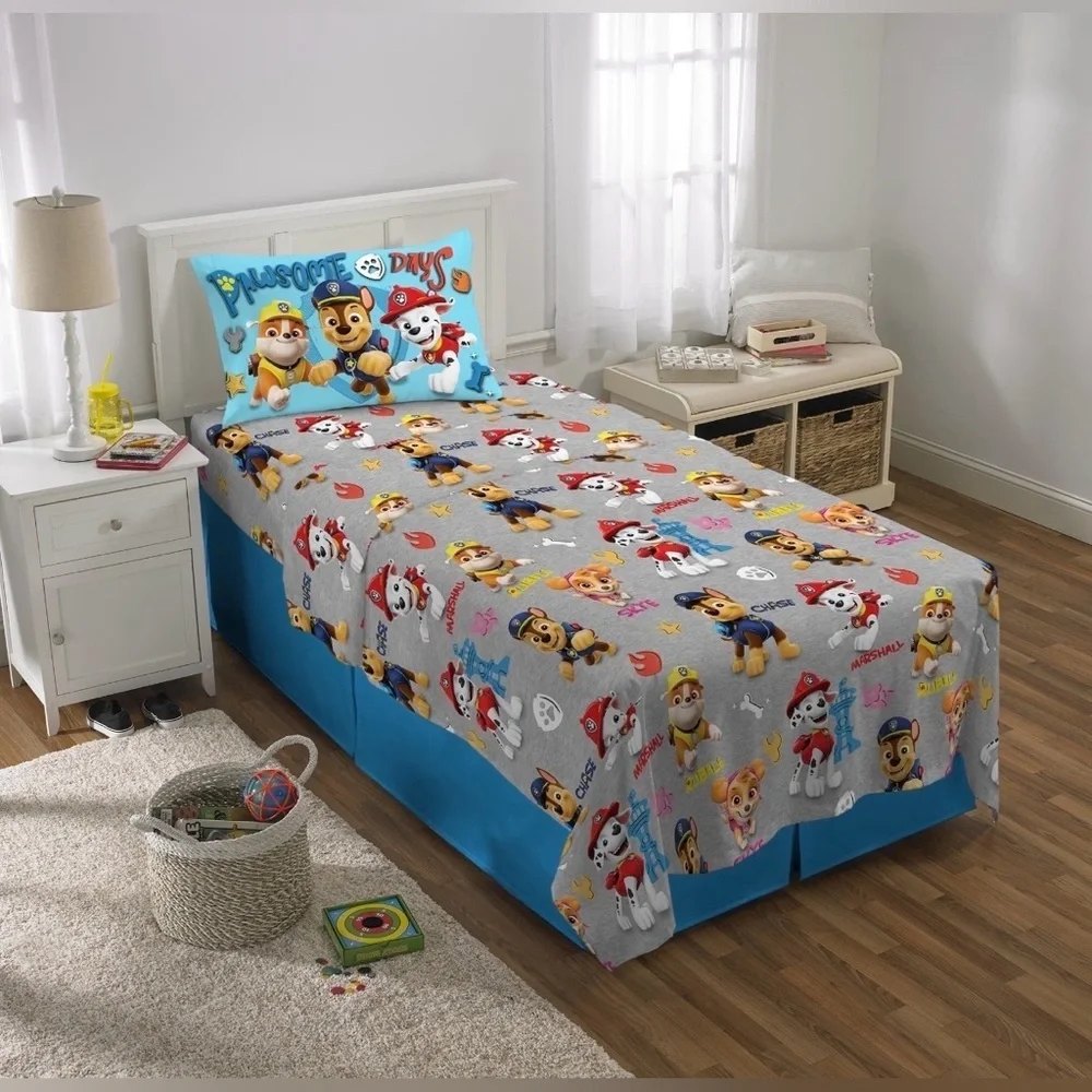 PAW Patrol Kids 3 Piece Gray Sheet Set, Twin
